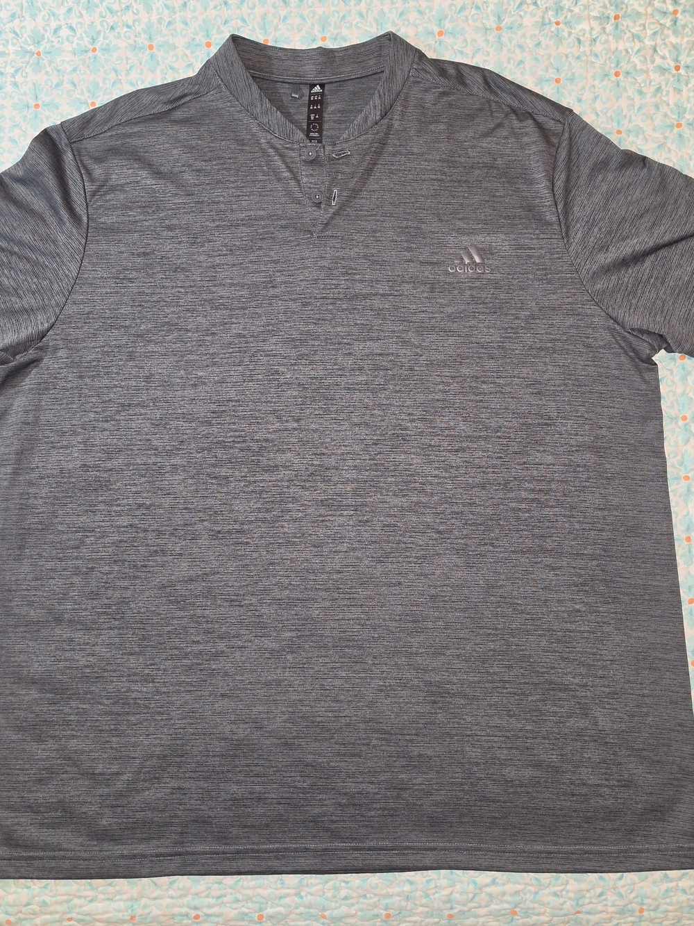 adidas Men's Heather Dark Gray V-Neck Performance Polo